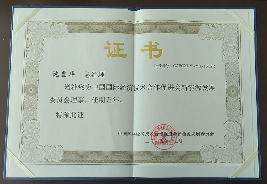 中國國際經(jīng)濟(jì)技術(shù)合作促進(jìn)會(huì)新能源發(fā)展委員會(huì)理事