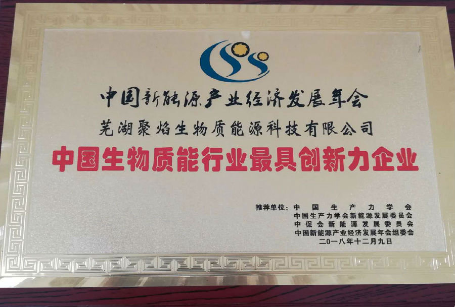 中國生物質能行業(yè)最具創(chuàng)新力企業(yè)